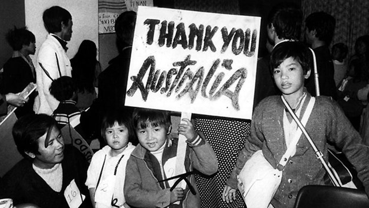 Vietnamese refugees arriving in Australia saying thank you